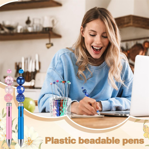 50Pc Plastic Beaded Pens Bulk Multicolor Cute 1.0mm Beaded Pens, B 1