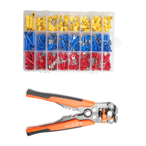 Conjunto de ferramentas de crimpagem de fios, kit variado de conectores para cabos e fios elétricos 1