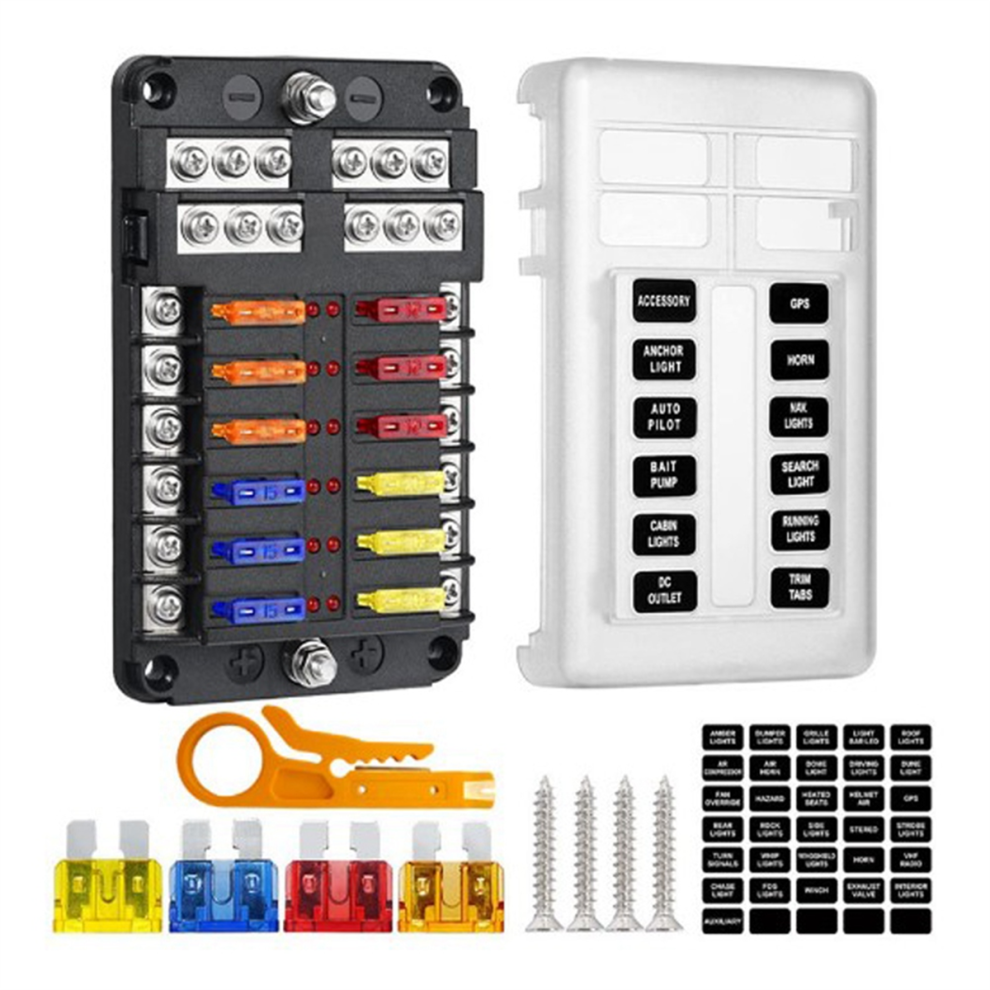12 Way Blade Fuse 12V 32V Car Boat Fuse Box Holder 4712036616778