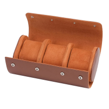 Estojo portátil vintage em couro para relógios, caixa para guardar relógios, marrom, tamanho G