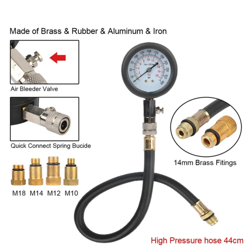 Gasoline Engine Compression Meter with M10 M14 Adapter 1