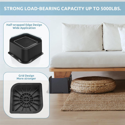 Elevadores de cama reforçados de 3 polegadas, com abertura de 4,8 x 4,8 polegadas. 2