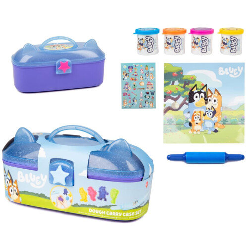 Bluey Dough Set, Carry Case, Playdough Cutters, Roller, Kids Craft Toy 2