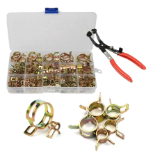 Abraçadeiras de mola para mangueiras + alicate manual para abraçadeiras, conjunto de ferramentas metálicas