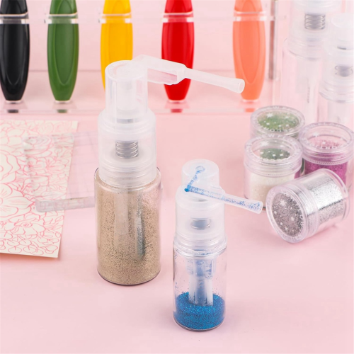 8 kpl glitterpölysuihkepulloja, 6 kpl 35 ml:n pulloja ja 2 kpl 14 ml:n pulloja 2