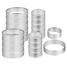 Pacote com 20 aros perfurados para tortas, aros redondos antiaderentes para bolos.