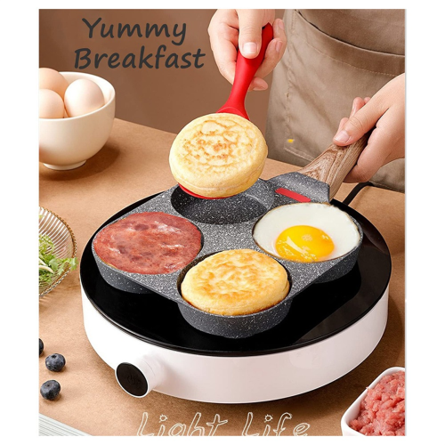 4 Cup Egg Pan Versatile Breakfast Skillet for Eggs Pancakes Crepes-A 2
