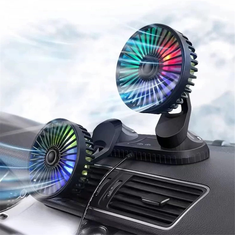 360 Adjustable Dual Head USB Cooling Air Low Noise Fan With Light-image-OPC-PJ6K6XY-NEW