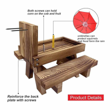 Mesa de picnic con comedero para ardillas y sombrilla, comederos de madera para ardillas A