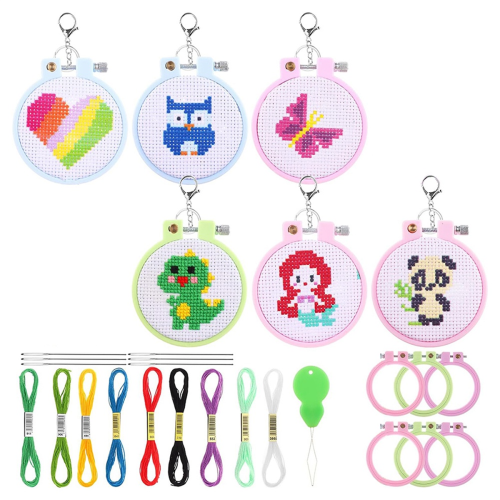 Kit timbrati da 6 pezzi per bambini principianti fai da te mini ricamo