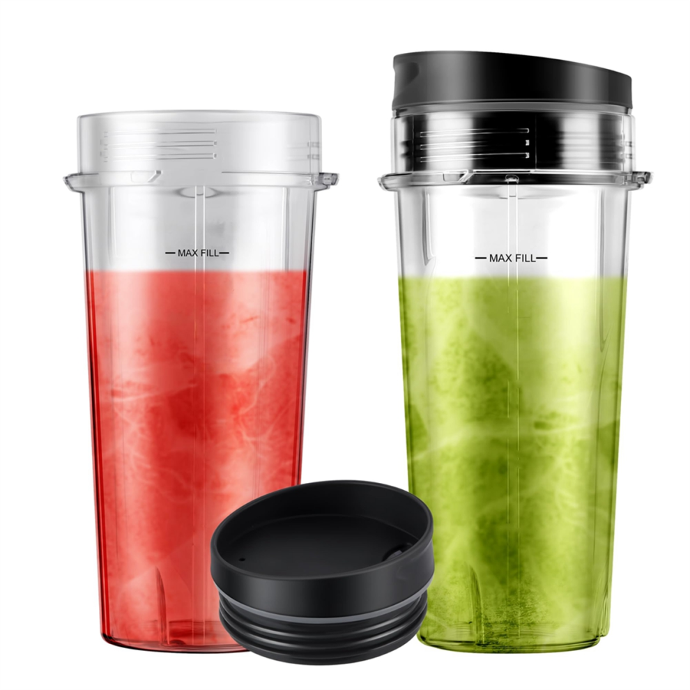 2-Pack 16Oz Blender Replacement Cups with Sip Lids, for