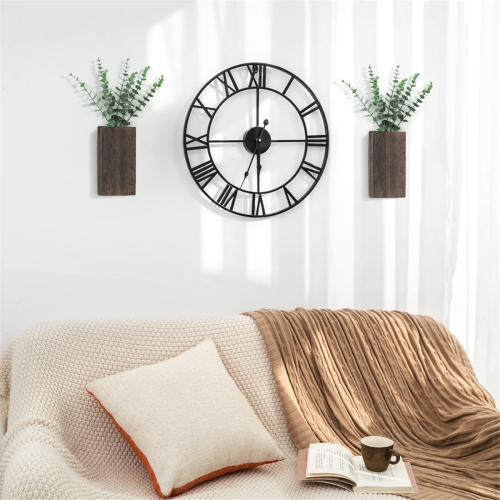 Wood Wall Planter Vase with Artificial Eucalyptus 1