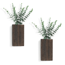 Wood Wall Planter Vase with Artificial Eucalyptus