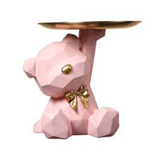 Jewelry Earrings Lipsticks Tray, Bear Statues, Sculptures Key Bowl-B