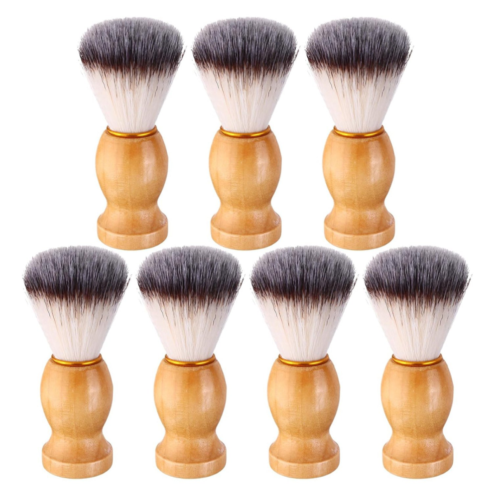 7Pcs Men Shaving Brush Wood Handle, Salon Tools