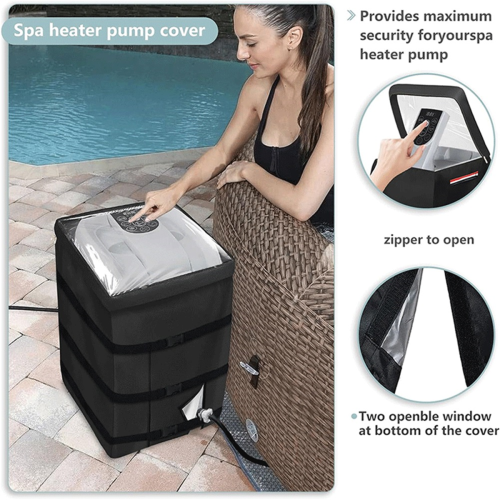 Spa Heater Pump Cover with Transparent PVC Top Window, 1pcs 2