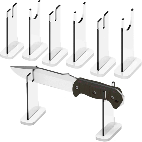 4Sets Knife Display Stand,Acrylic Knife Holder Collector White Bottom 1