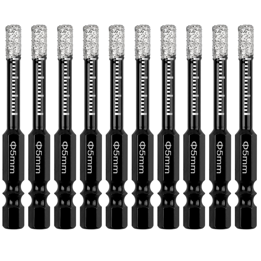 10Pcs Dry Diamond Drill Bits Set,3/16In Hex Shank Tile Core Drill Bit 4711222836587