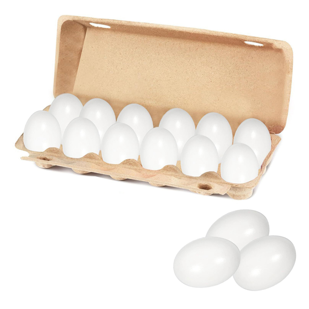 12 Pcs Wooden Eggs Painted Fake Easter Eggs Unpainted Fake White-image-OPC-PJ6K9WG-NEW