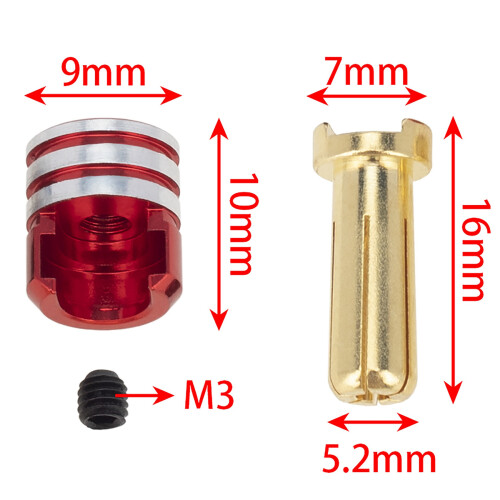 4Pcs Battery Heatsink Plugs & Grips Kit 5.0mm 1