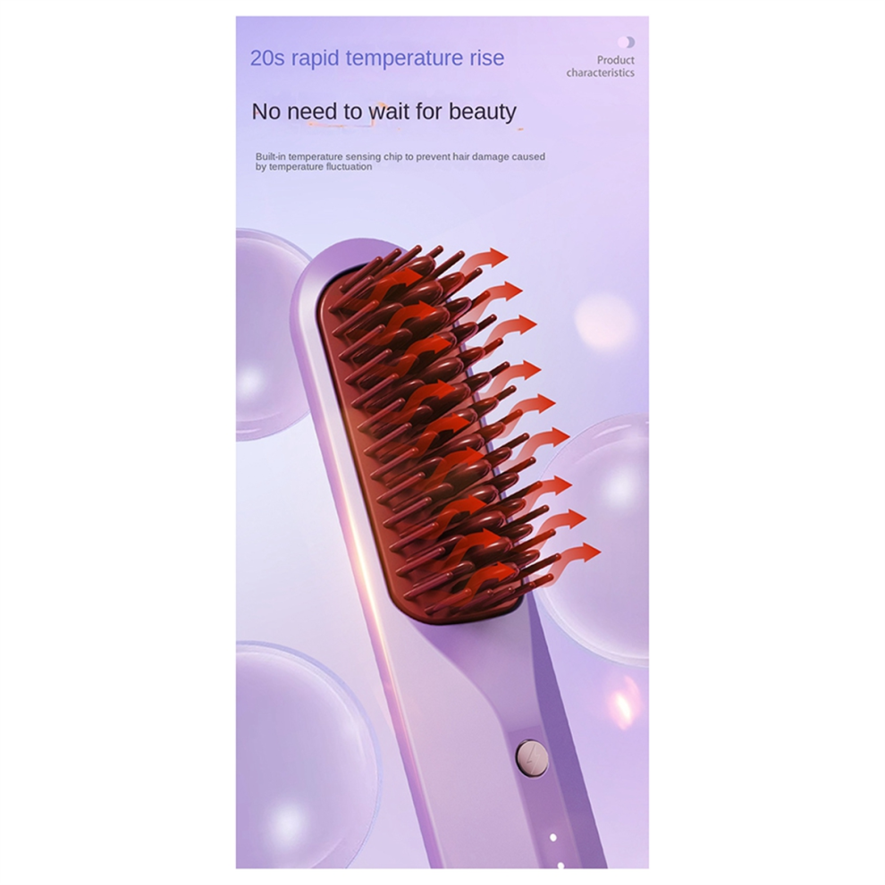 Rechargeable Hot Comb Cordless Hair Brush Straightener C