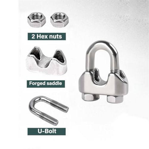 Conjunto de 12 abraçadeiras para cabos de aço de 1/4" M6 com dedal. 2