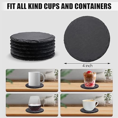 6Pcs Round Drink Coasters, 4Inch Rock Stone Coasters Bulk Coasters 2