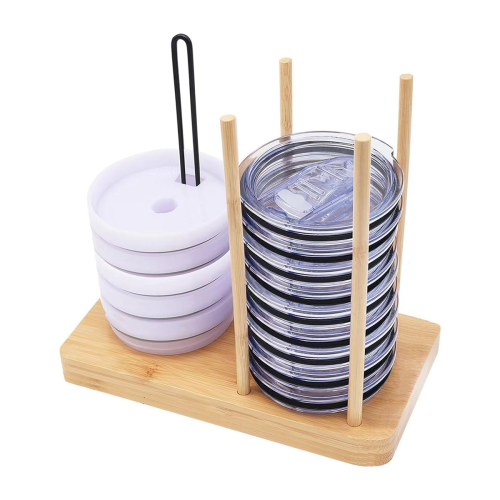 Adjustable Cup Lid Organizer Bottle Lid Holder, Holds Up to 20 Lids