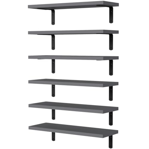 Floating Shelves,Wooden Floating Shelves for Wall Decor, Grey