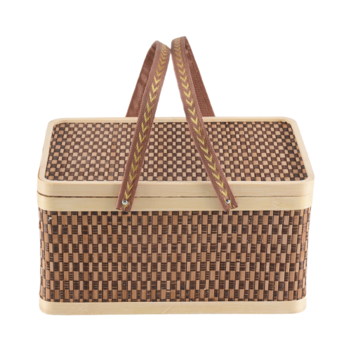 Cesta de bambu nova, natural e ecológica, cesta de piquenique de bambu. 1