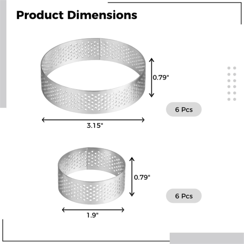 Conjunto de 12 aros redondos para torta, em aço inoxidável, com 1,97 polegadas e 3,15 polegadas. 2