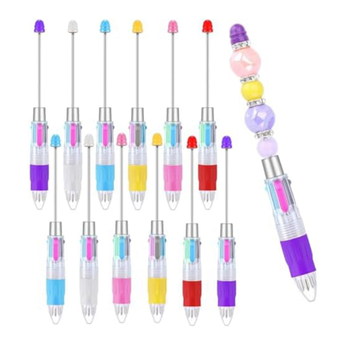 24Pcs Multi-Farbe Perlen Stifte 4-in-1 Bunte Perlen Stifte Einziehbare 1