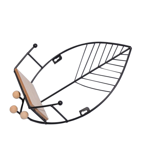 Leaves Shape Floating Shelves Metal Wall Decor,Home Decorations,Black 2