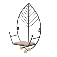 Leaves Shape Floating Shelves Metal Wall Decor,Home Decorations,Black
