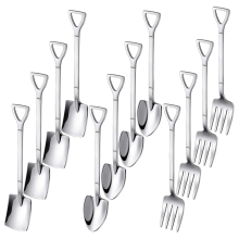 12PCS Dessert Spoons and Forks Set, Mini Shovel Spoons for Cake Fruit
