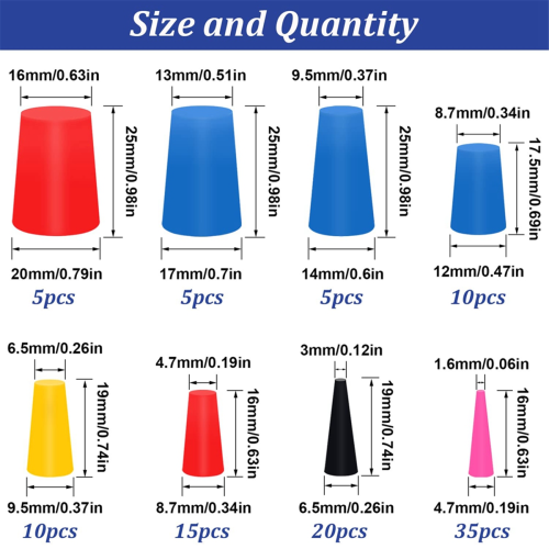 Kits de plugues cônicos de borracha de silicone de 1/16" a 5/8" 2