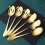 Gold Serving Spoons 6 Pieces, Stainless Steel Serving Utensils 2