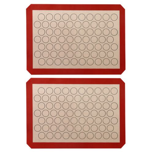2Pcs Silicone Macaron Baking Mat - for Bake Pans Cookie Making (Red) 2