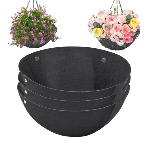 Conjunto de 3 forros de feltro preto não tecido para cestos de flores suspensos, 35,5 cm (14 polegadas) 2