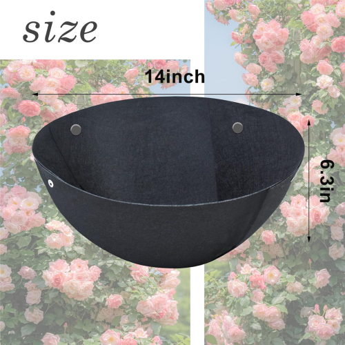 Conjunto de 3 forros de feltro preto não tecido para cestos de flores suspensos, 35,5 cm (14 polegadas) 1