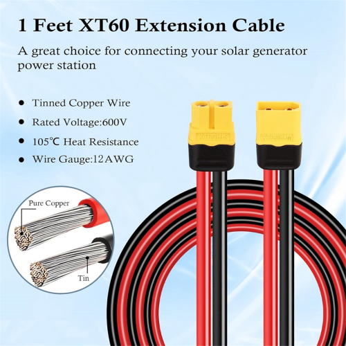 2 kable przedłużające 12AWG 1FT do panelu słonecznego 2