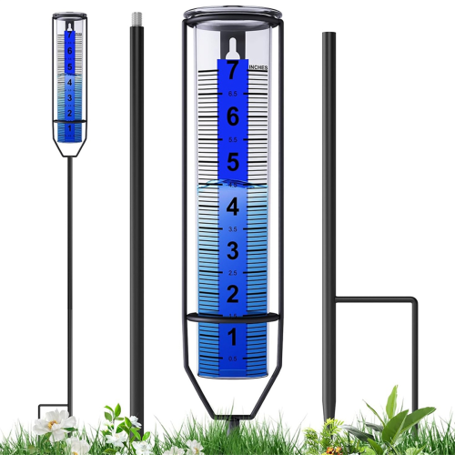 Pluviômetro atualizado, com números nítidos, para jardins, com estaca. 1