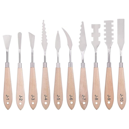 Verfmesset - 10 stuks spatels, paletmes, schildergereedschap, messen