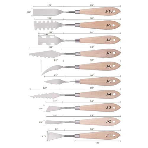 Verfmesset - 10 stuks spatels, paletmes, schildergereedschap, messen 1