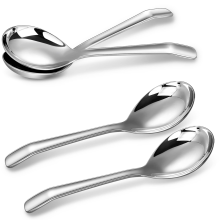 7.3 Inches Soup Spoons with Hook Handle, Set of 4, Perfect for Ramen