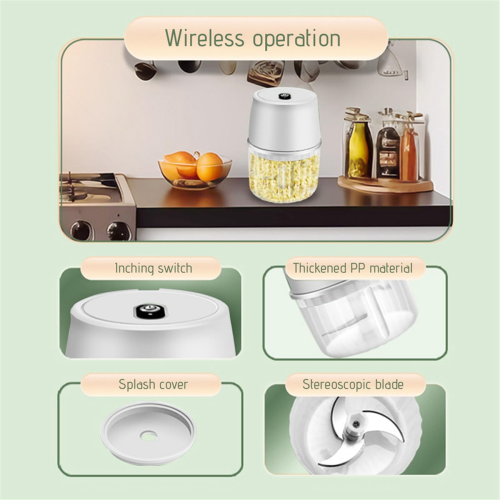 USB Electric Garlic Chopper 250ML Wireless Food Chopper, White 2