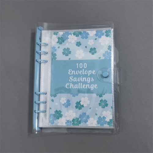 100 Envelope Challenge Savings Binder for Budget Planning Blue 1