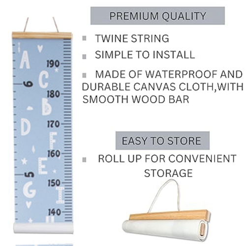 C Canvas Growth Chart for Kid -Unisex Kids Room Wall Decor- Measuring 1