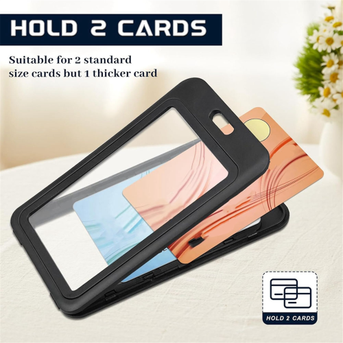 Black ID Badge Holder Vertical ID Card Holder ID Card Case Protector 2