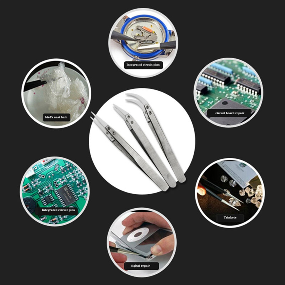 Reverse Tweezers Ceramic Tweezers Set - High-Temperature 4712683786497